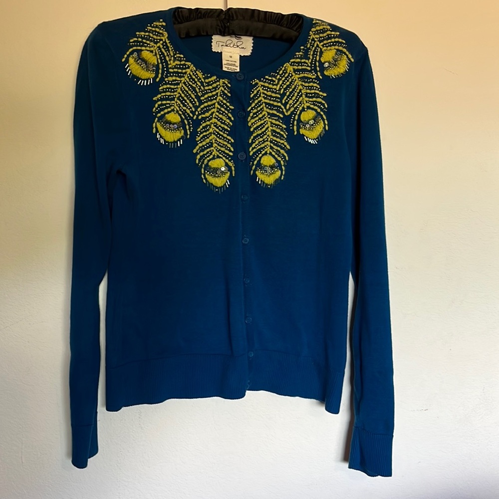 Anthropologie Tabitha cardigan sweater with embroidery and beading, Medium
